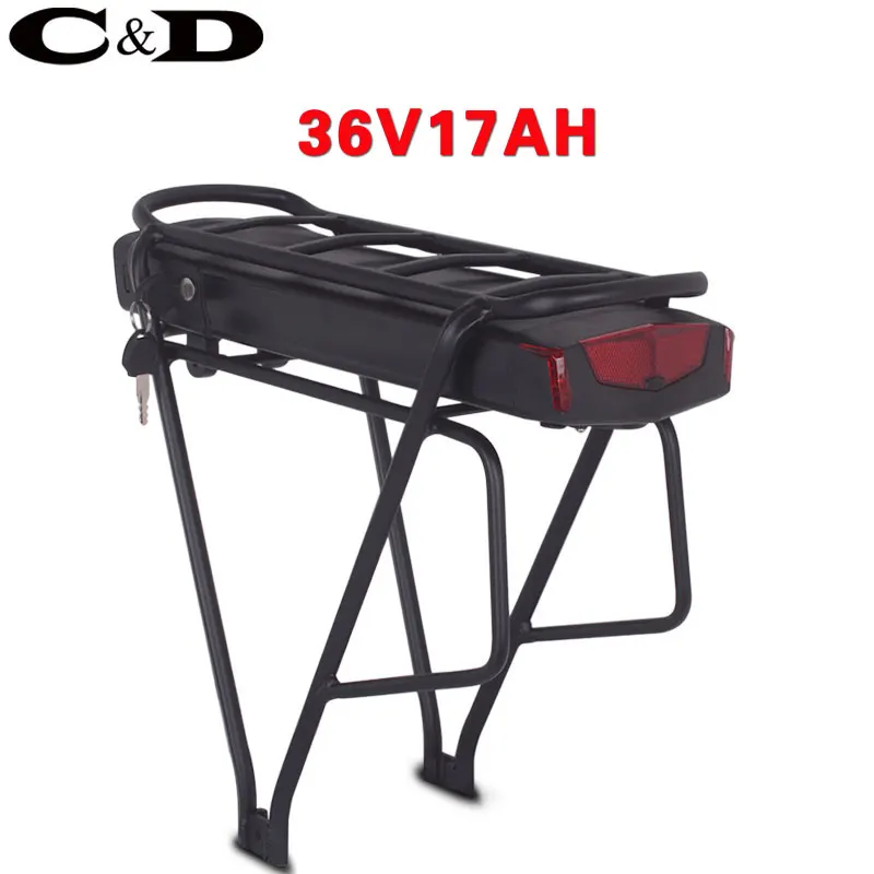 36V 17AH 2A charger Задняя стойка 48 В батарея 36 В батарея для электровелосипеда 52 В батарея для электровелосипеда для велосипеда литий-ионная аккумуляторная батарея для багажника - Цвет: 36V 17AH 2A charger