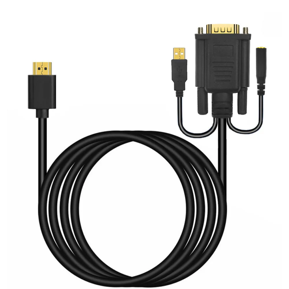 

1080p HDMI-compatible To VGA Adapter Converter Cable Audio Adapter Cable for Laptop Switch