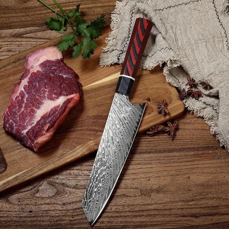 Профессиональный дамасский нож шеф-повара 67 слоев VG10 из плакированной стали