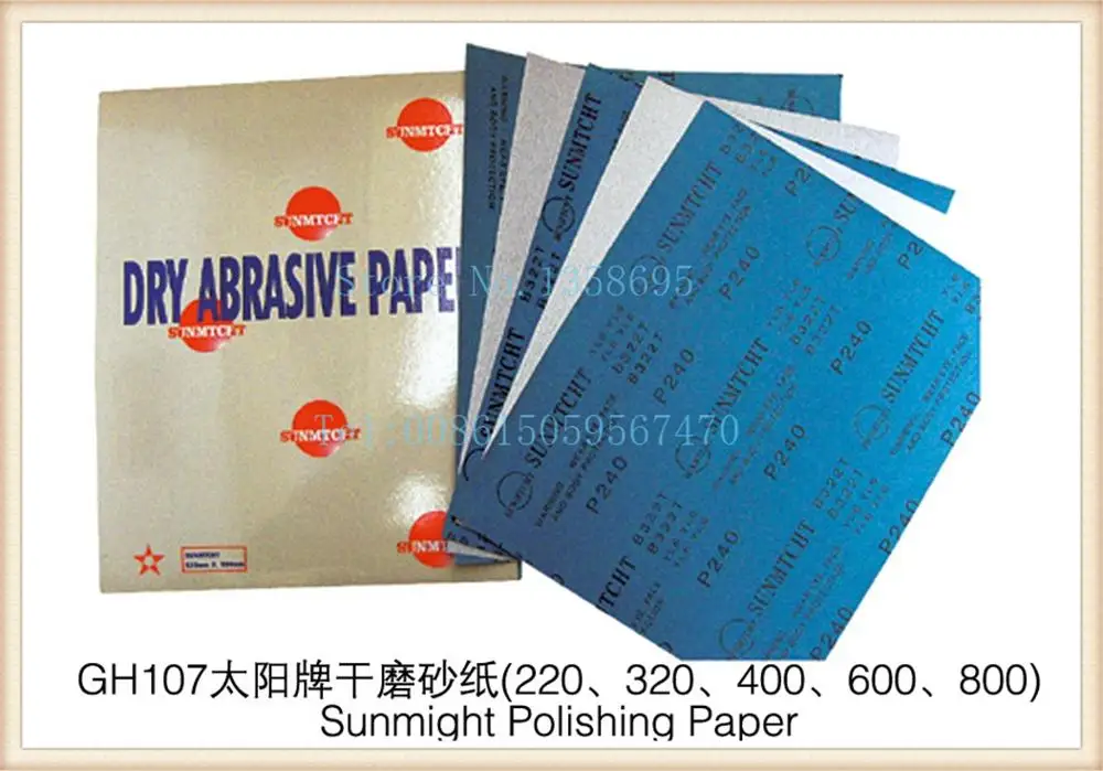 

Diy Free Shipping 10pcs/pack sand abrasive paper GH107 Sunmight Polishing Paper 220 320 400 600 800 dry abrasive paper