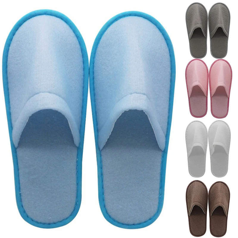 

Simple Slippers Men Women Hotel Travel Spa Portable Home Disposable Flip Flops Solid Color Home Guest Indoor Slippers Big Size