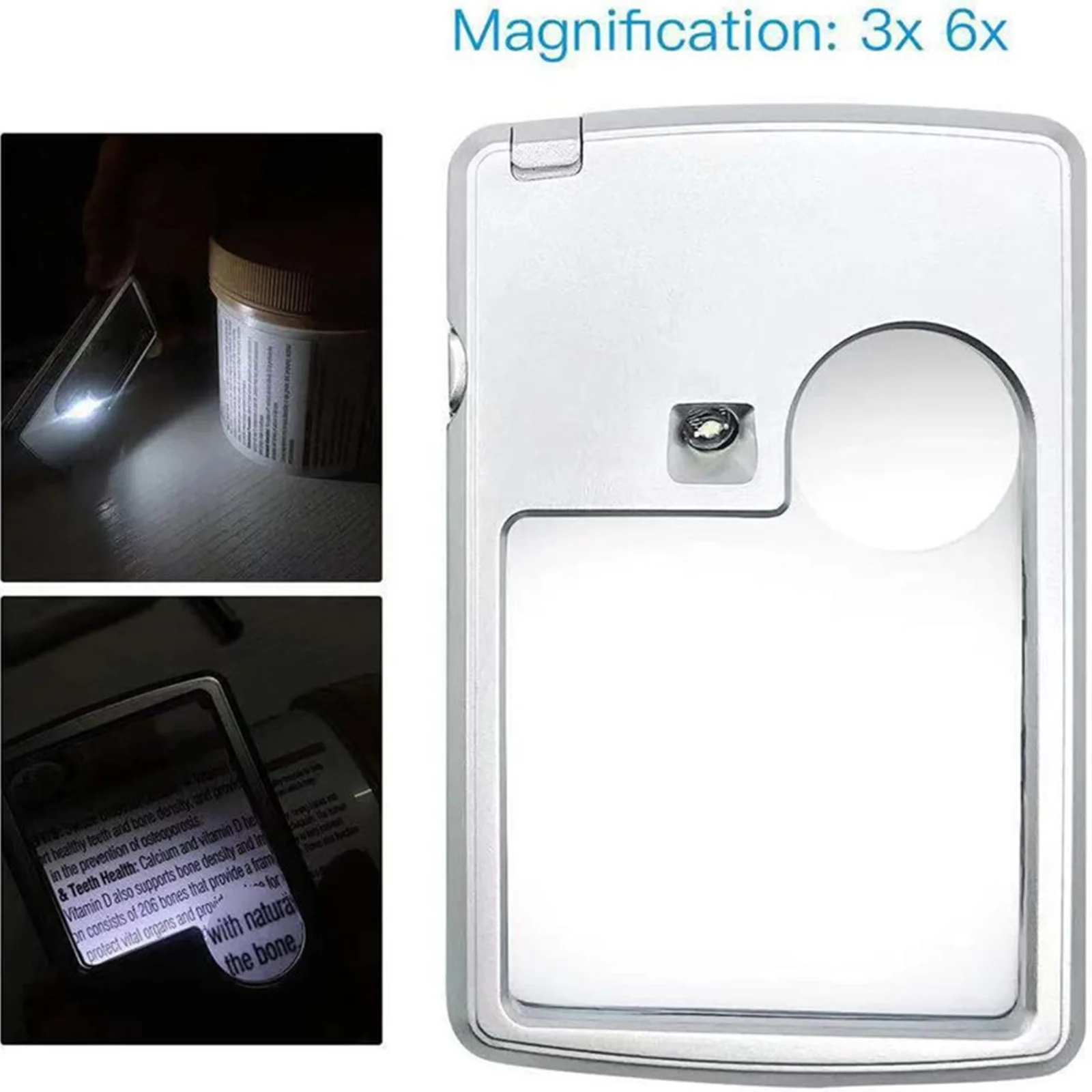 

Square Illuminated Magnifying Glass HD Shatterproof 6 Times Handheld Magnifier With LED Lights