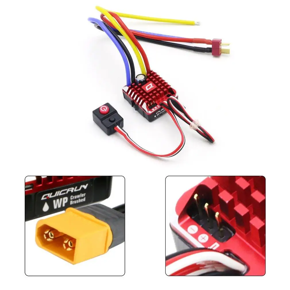 Hobbywing QuicRun 1:10 1/8 WP Crawler Brush Brushed 80A 1080 Electronic Speed Controller Waterproof ESC With Program box LED BEC | Игрушки и