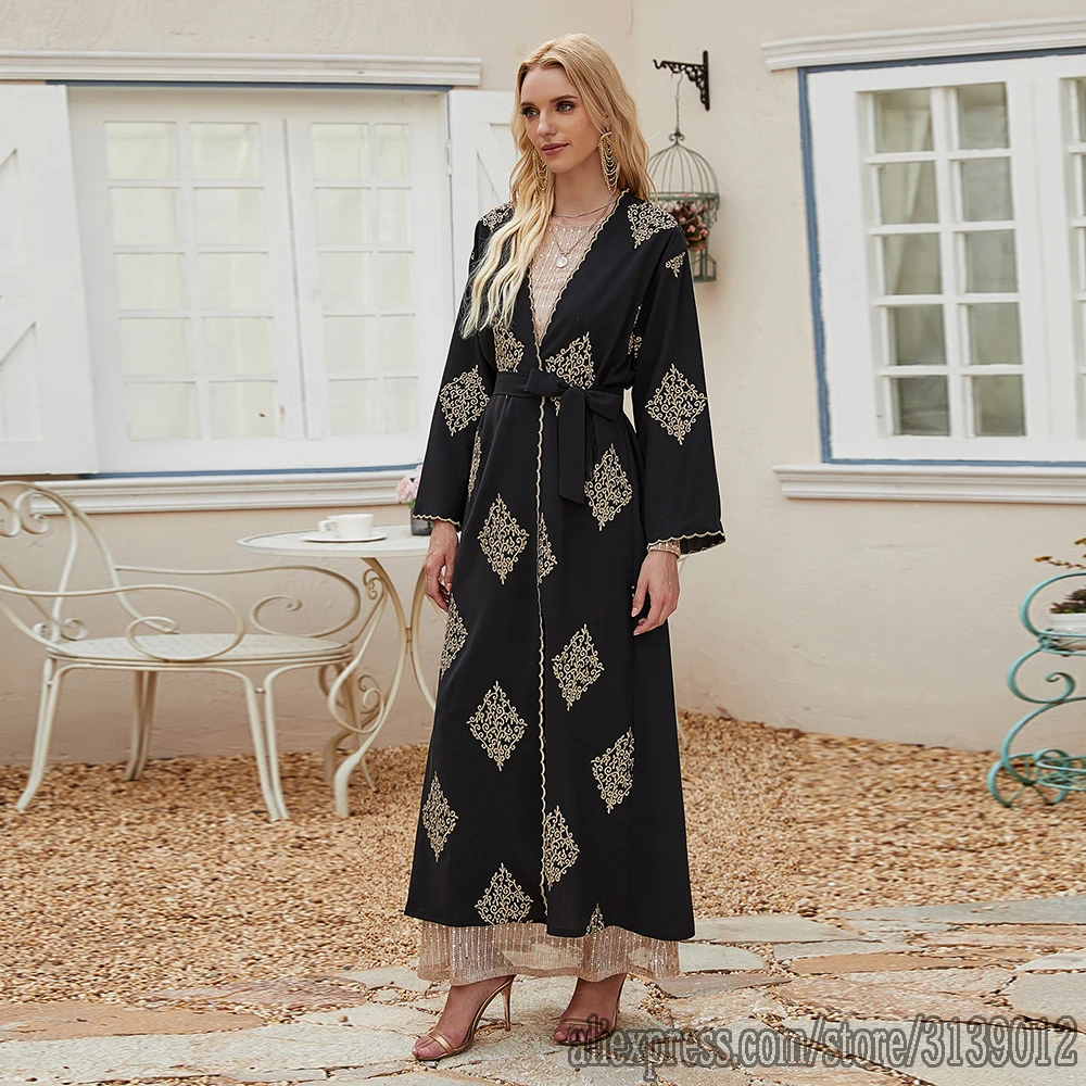 Открытая абайя Дубай кимоно кардиган мусульманский хиджаб платье кафтан ислам