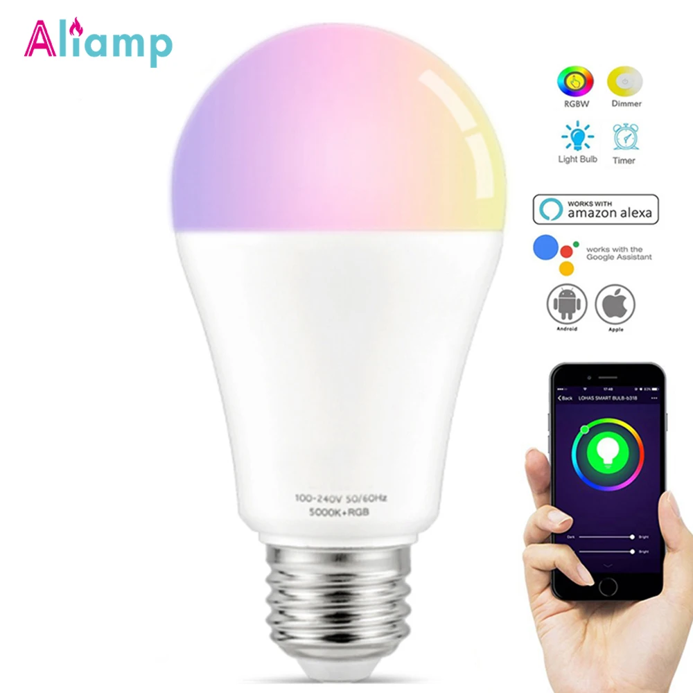E26 E27 WiFi умный светодиодный светильник 7 Вт лампа RGB теплый холодный белый цвет