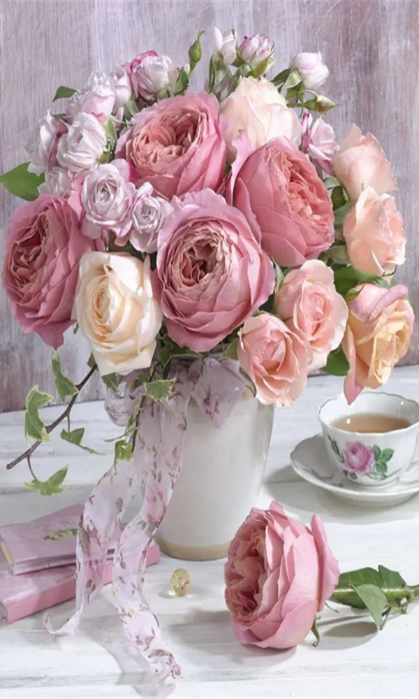 

5D painting rose butterfly orchid bird landscape cross stitch Lavender living room flower embroidery 20 * 30