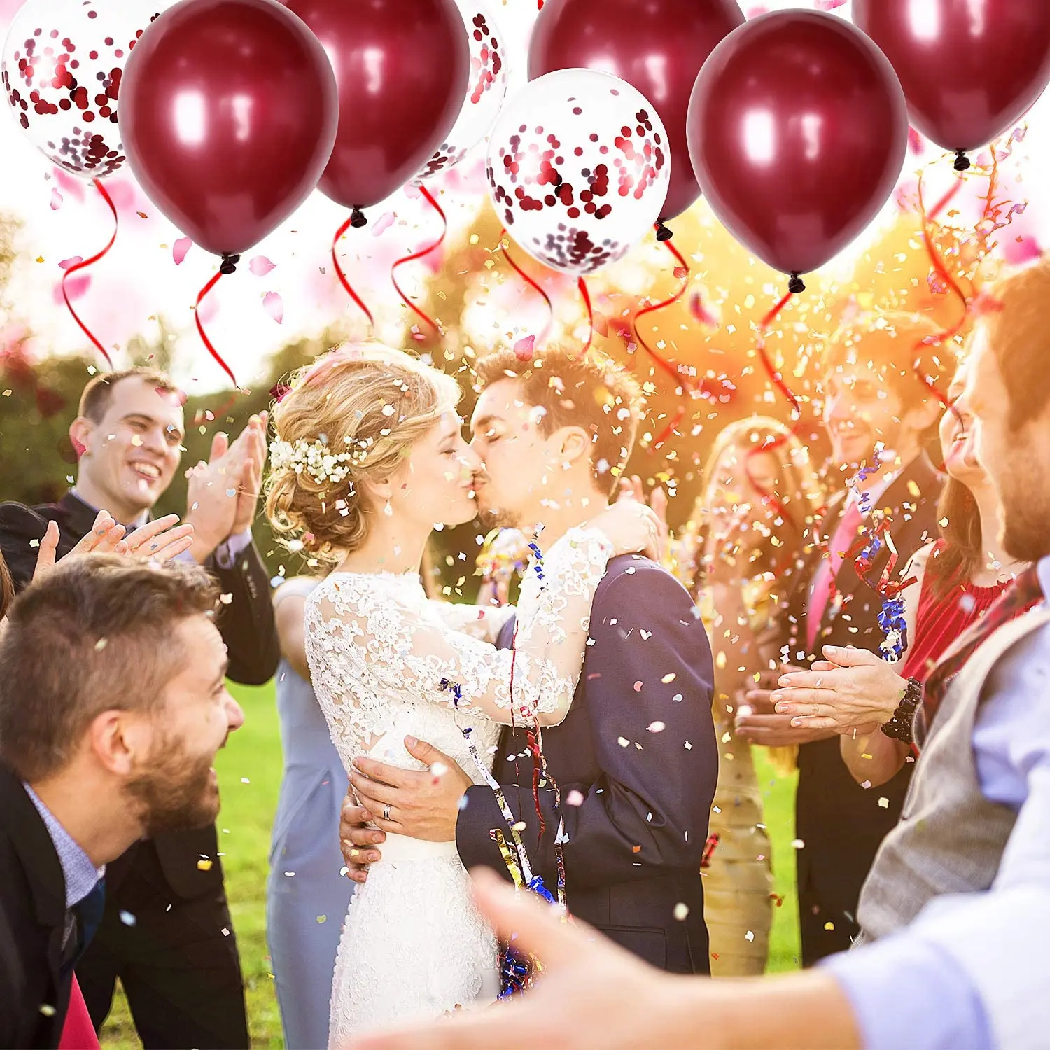 

110pcs 12 Inch Latex Balloons Wine Balloons Confetti Balloons for Wedding Bridal Shower Birthday Party Anniversary Decorations