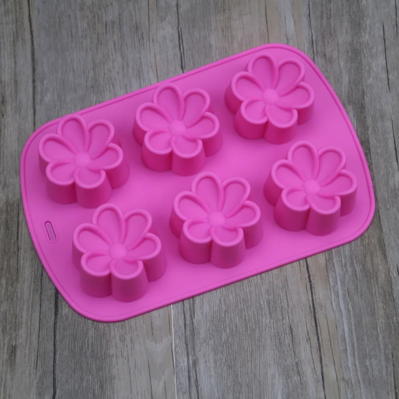 Гибкая силиконовая форма для мыла с 3D цветами 6 емкостей формы изготовления гипса