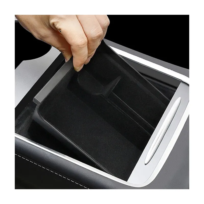

Central Armrest Storage Box Organizer For Tesla Model 3 Y Car Center Console Flocking/ABS Organizer Containers Holder