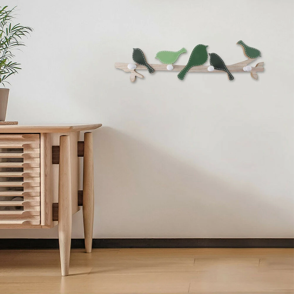 Винтажный Простой настенный крючок для гостиной деревянные вешалки птиц