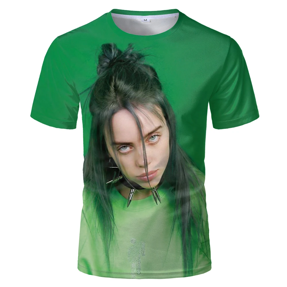 Billie Eilish Воздухопроницаемая сетчатая ткань с круглым вырезом 3d Hd цифровая печать