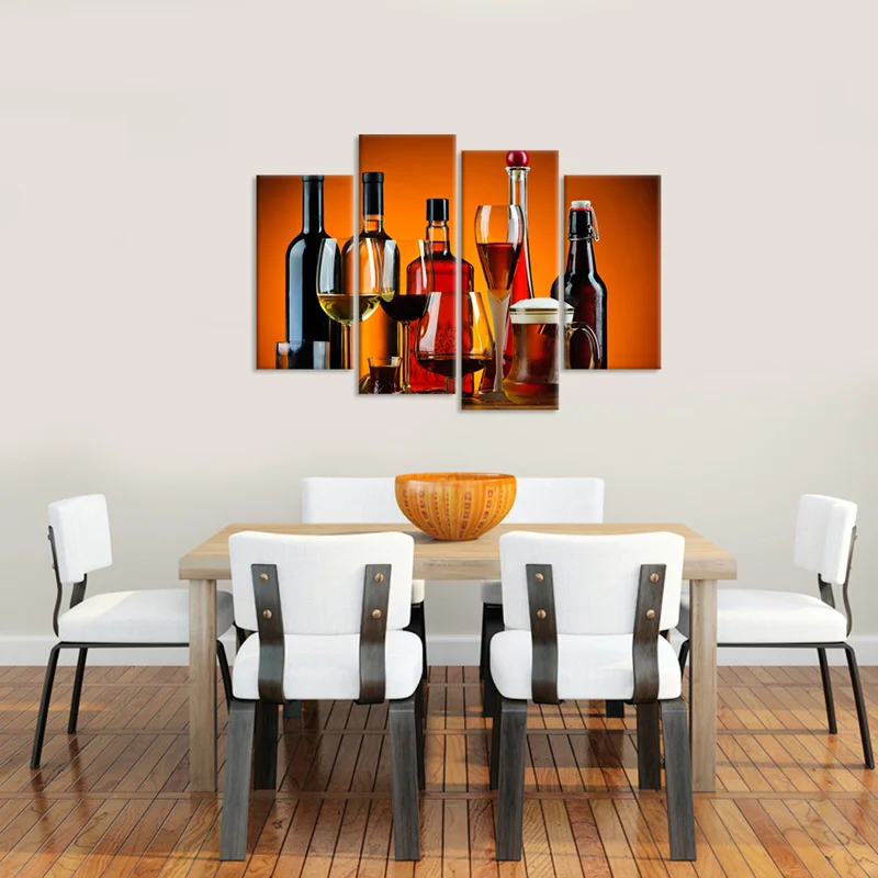 4 шт. картины на холсте вина тематические Настенный декор бокалы для алкогольных