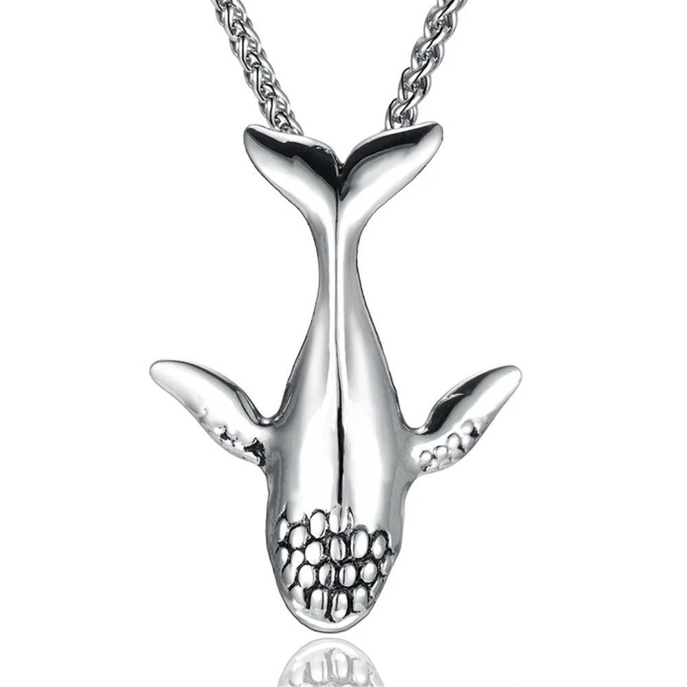 

Punk Fashion Whale Pendant Necklace For Men Women Stainless Steel Ocean Animal Necklaces Male Jewelry Gift