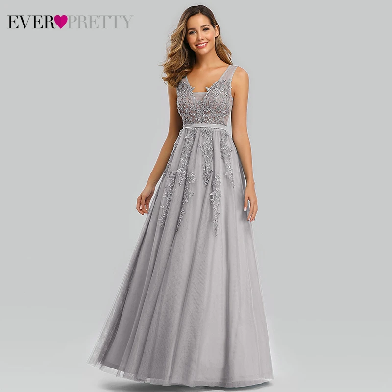 Robe De Soiree Ever красивые кружевные бисерные Сексуальные Длинные Выпускные платья с открытой спиной для невесты, банкета, элегантные вечерние платья с аппликацией - Цвет: Grey