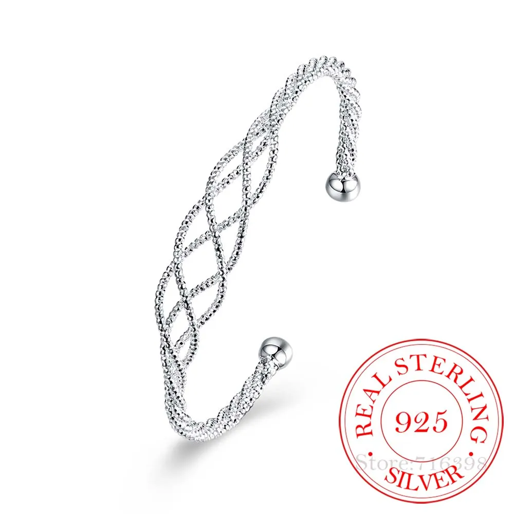 

Hot Fashion Classic 925 Sterling Silver Wire Knot Cuff Bangles Bracelet Bridesmaid Gift Jewelry For Women Pulseras