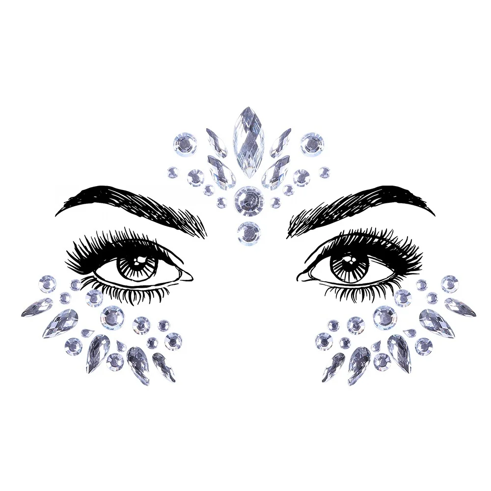 1 лист украшений Стразы для лица клейкие кристаллы драгоценные камни блеск тела