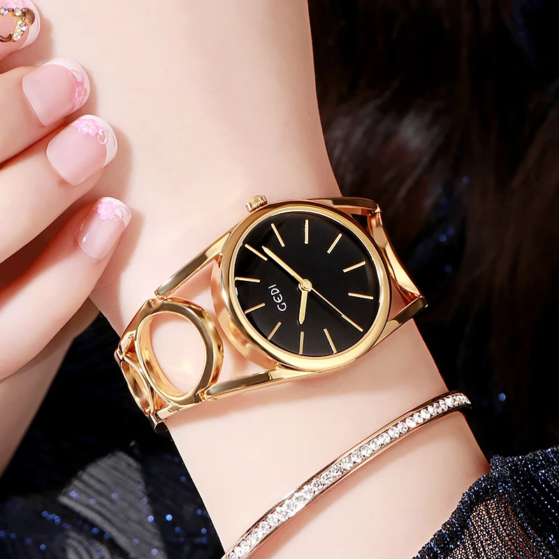 

2020 Luxury Gedi Brand Rose Gold Plated Bracelet Watches Women Ladies Crystal Elegant Dress Quartz Wristwatches Relogio Feminino