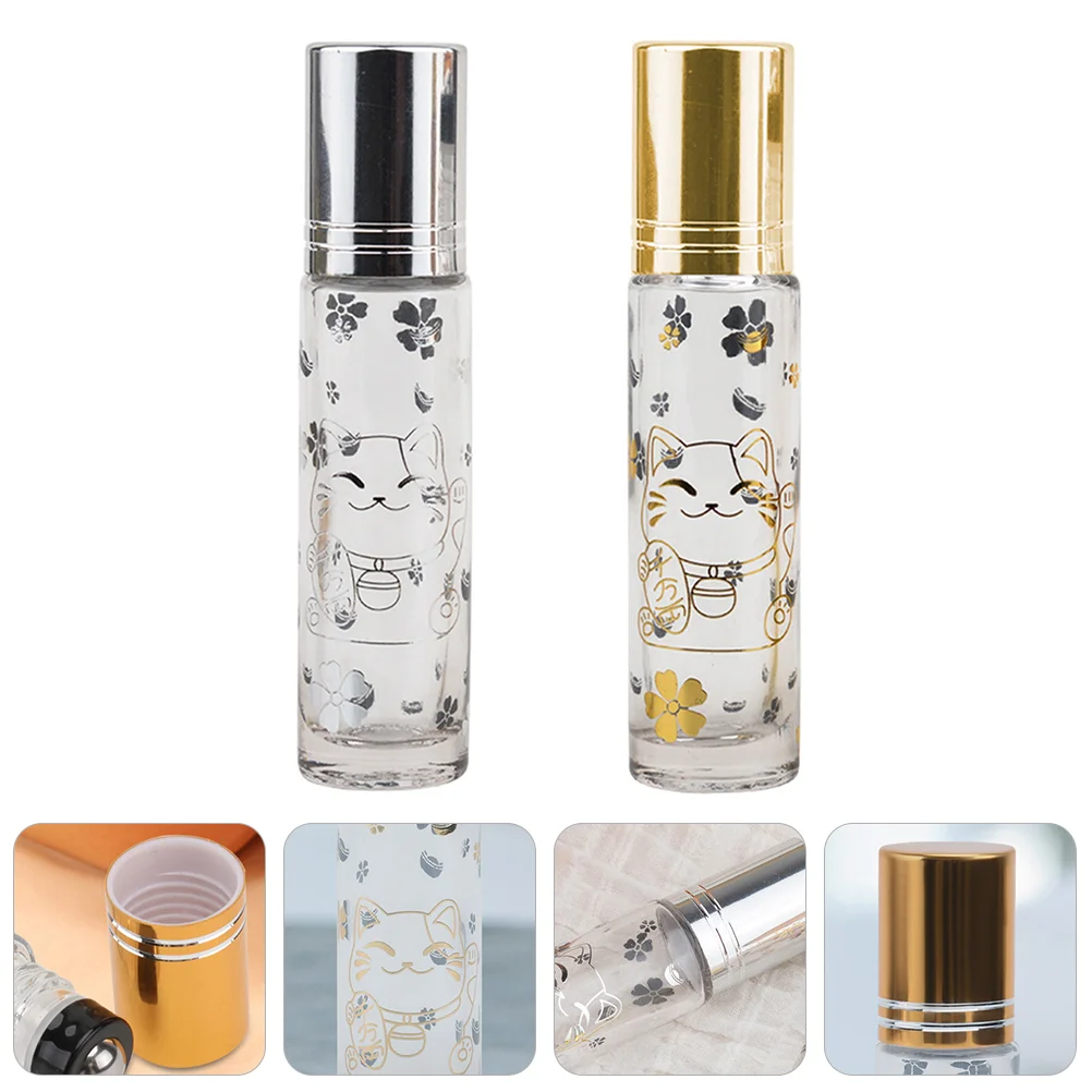 

2 шт 10 мл Кот шаблон роллер бутылки DIY Эфирное масло Флаконы духов