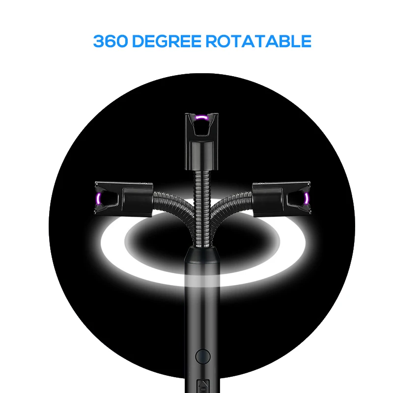 Electronic Candle Lighter Short Neck Hose Pulse Arc Windproof with Power Display USB Rechargeable Ignitor for | Дом и сад