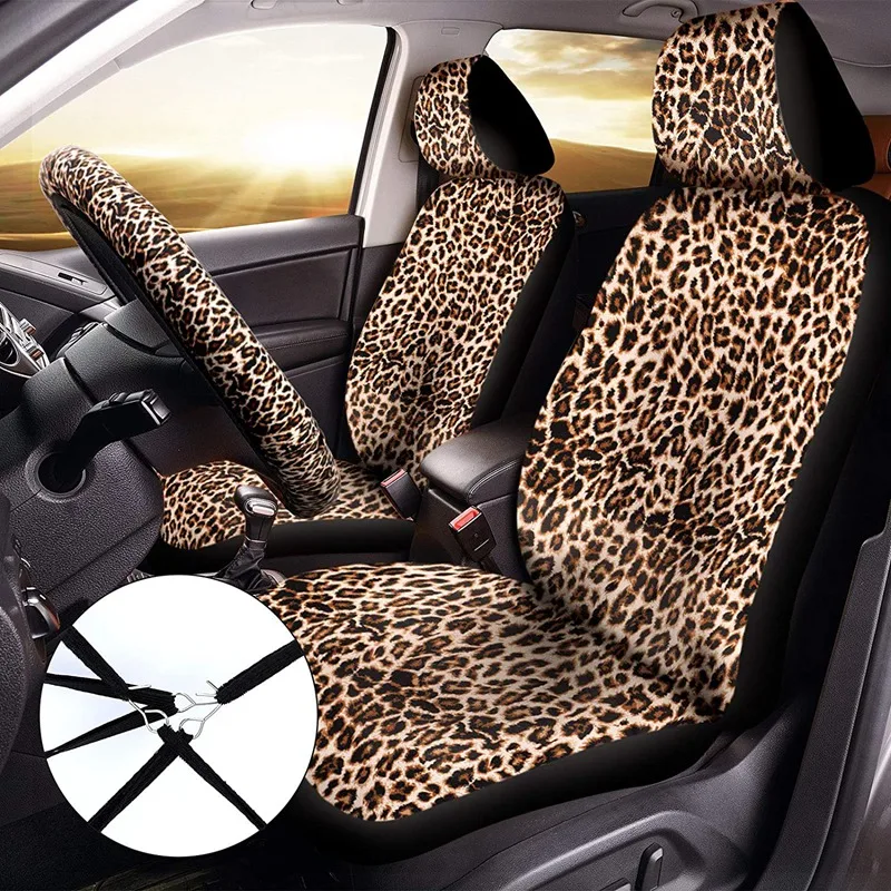 Комплект чехлов для автомобильных сидений с леопардовым принтом 15 шт. подкладки