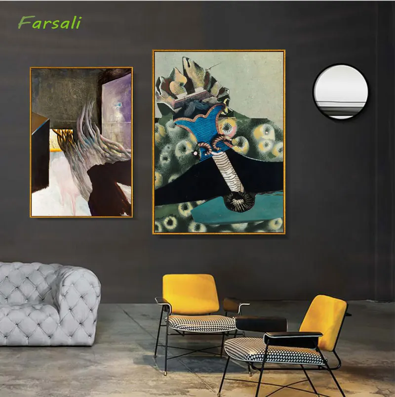 Абстрактная винтажная живопись выставочные холщовые постеры и принты испанский