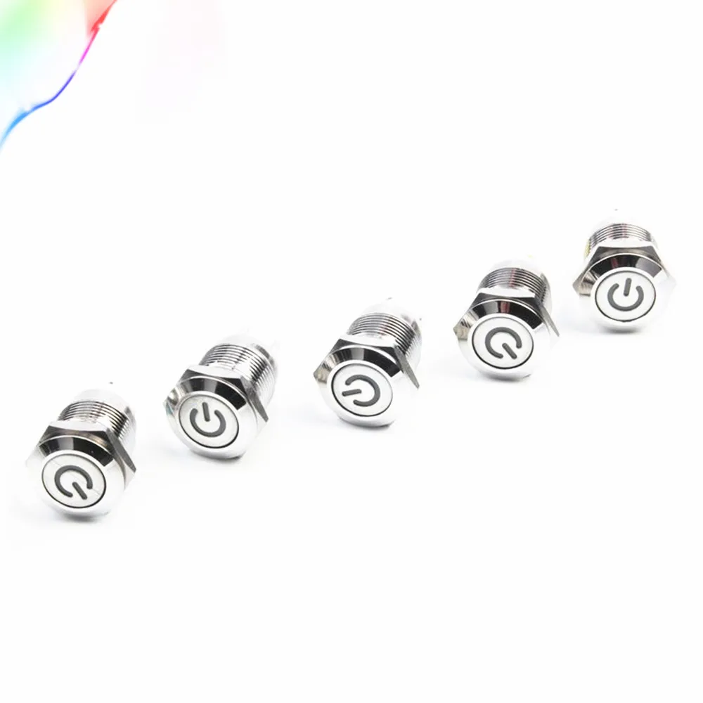 Металлическая кнопка с светильник блокировкой и самосбросом 1 шт. 12 мм со