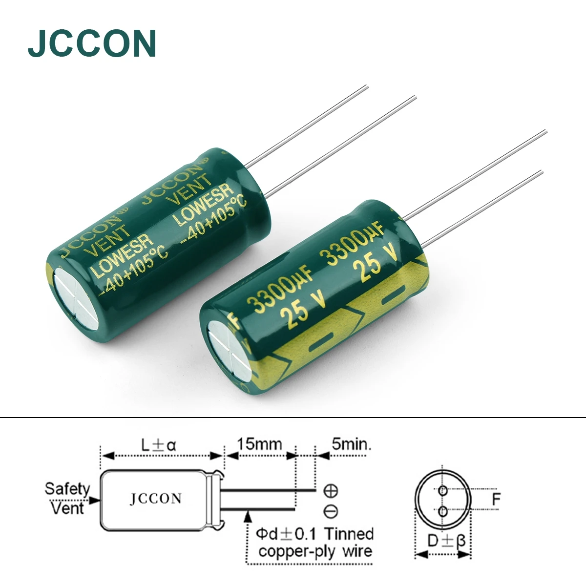 50-100Pcs JCCON Aluminum Electrolytic Capacitor High Frequency Low ESR 25V 47UF 100UF 220UF 330UF 470UF 680UF 1000UF 2200UF