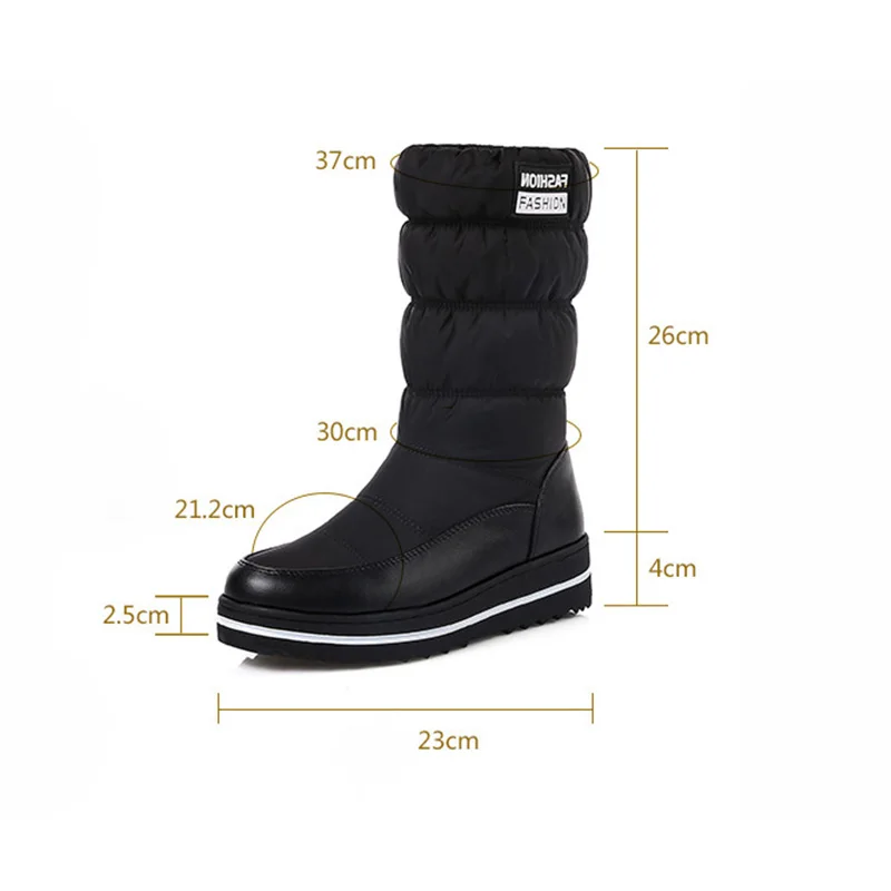 Большие размеры женские зимние сапоги обувь на платформе до середины икры теплые