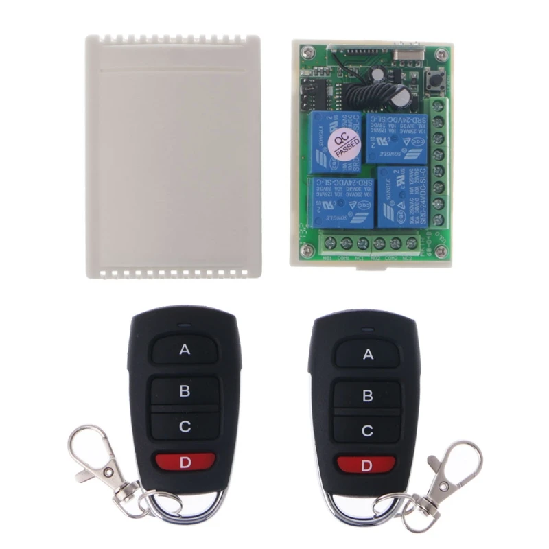 

24V 4CH Relay Wireless RF Remote Control Switch Receiver Module + 2 Transmitter