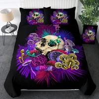 galaxy duvet cover set trippy mushroom skull comforter cover set cartoon bedding set with 2 pillow case housse de couette