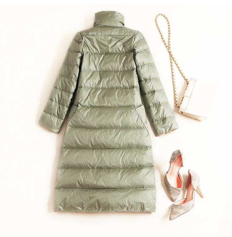 Осенне зимняя женская Двухсторонняя куртка пуховик на белом утином пуху женское