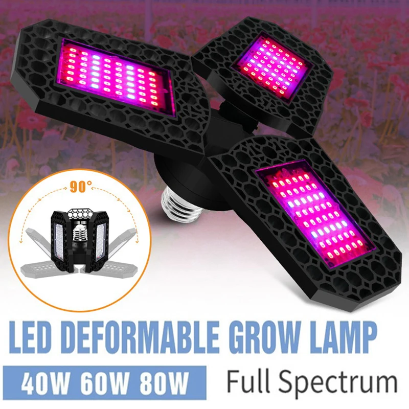 

E27/E26 LED Grow Light 220V Full Spectrum 40W 60W 80W Led Plant Lamp Indoor