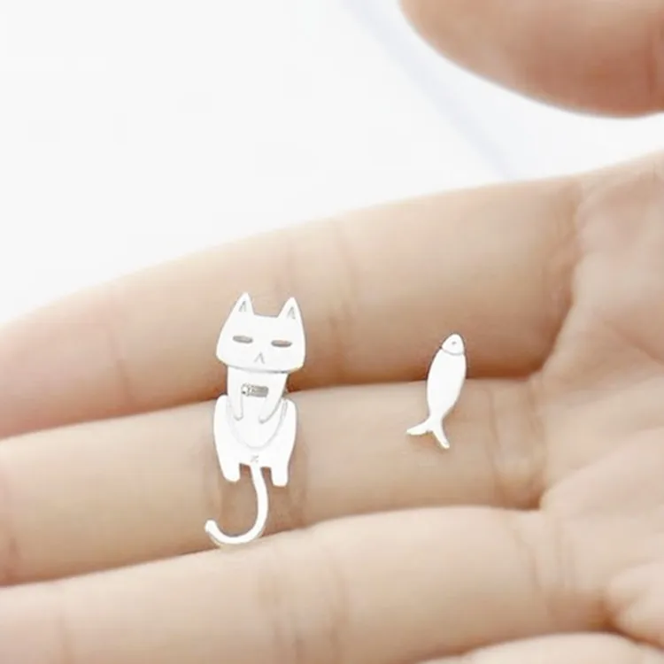 

Asymmetric Cat Fish Earrings Cute Animal Earrings Personality Girls Fashion Earrings Jewelry