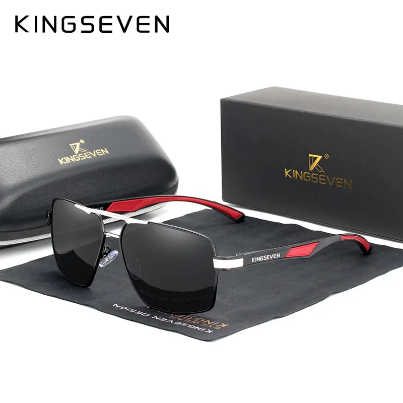 KINGSEVEN бренд, дизайнерские мужские классические Поляризованные солнцезащитные очки, роскошные брендовые солнцезащитные очки для вождения, ретро очки для мужчин - Цвет линз: Silver Gray