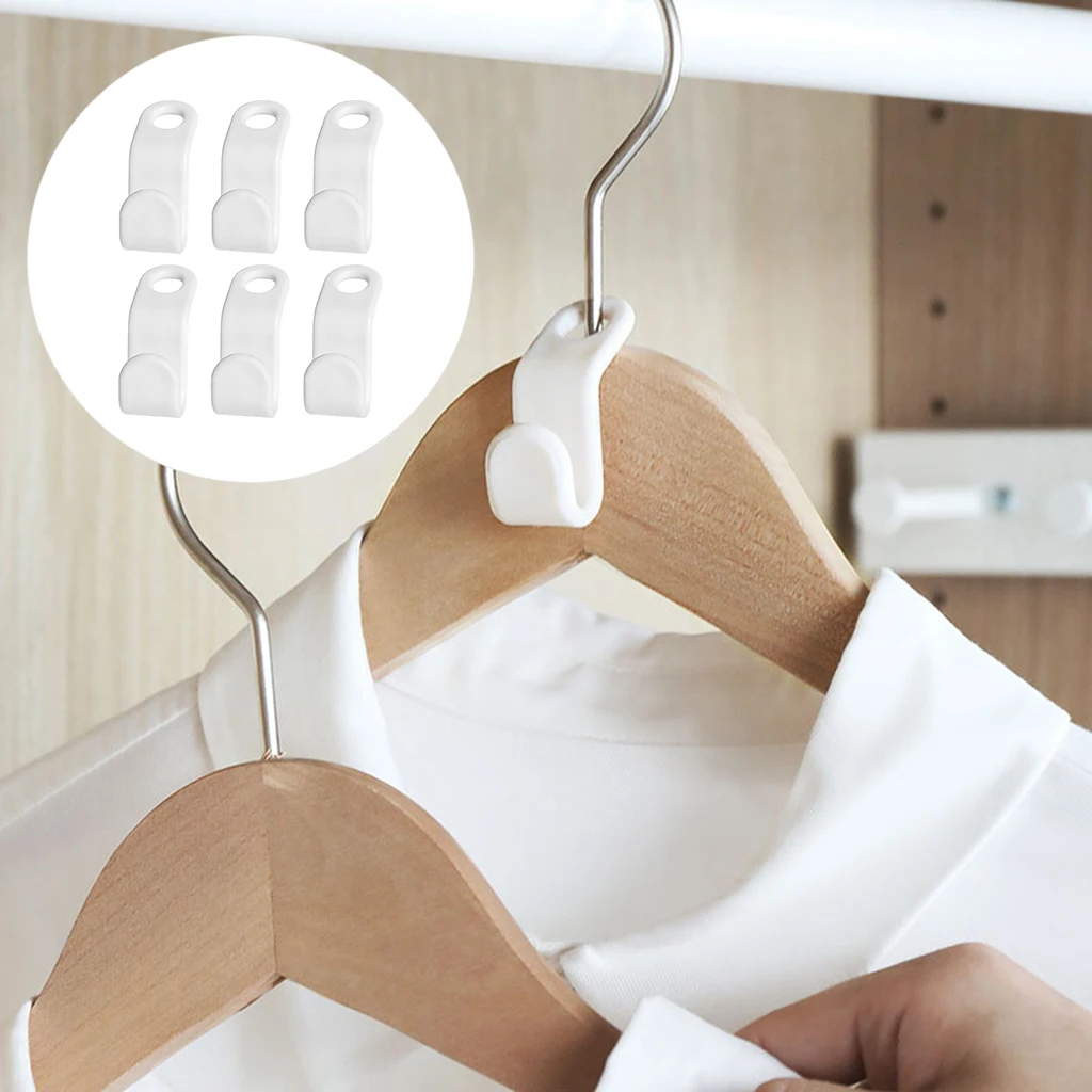 

6pcs Clothes Hanger Connector Hooks Heavy Duty Hanger Drop Connecting Clip Grip For Coat Hangers Wardrobe Space Saver