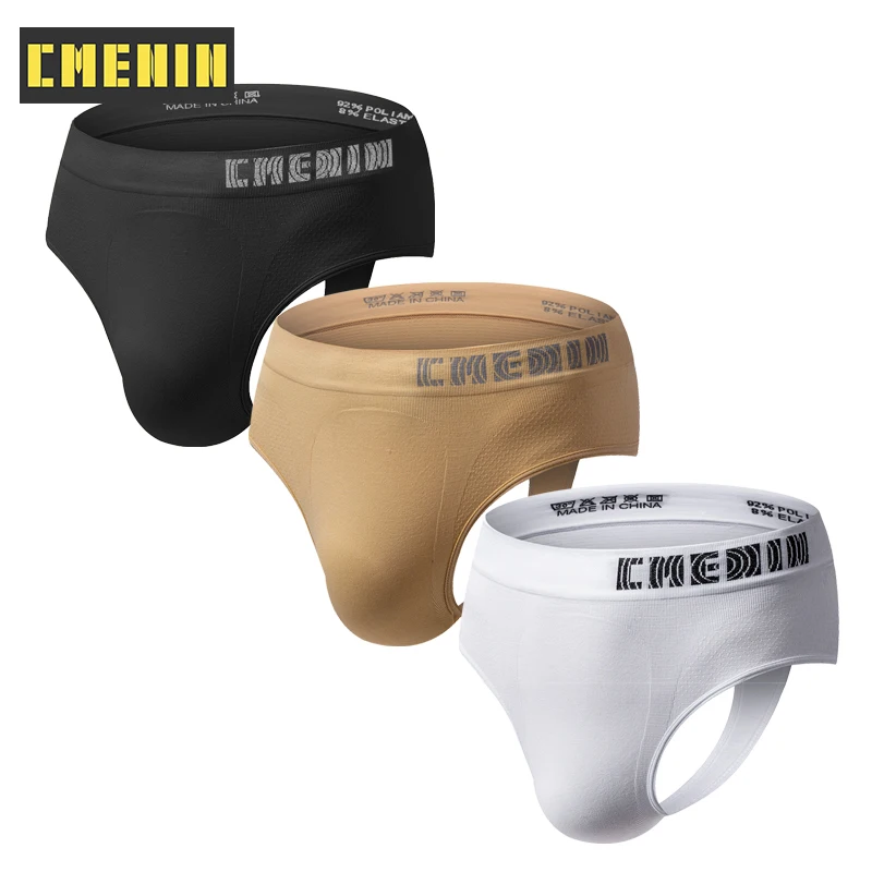 Однотонные Бесшовные Мужские стринги CMENIN 3 шт./лот с низкой талией сексуальное