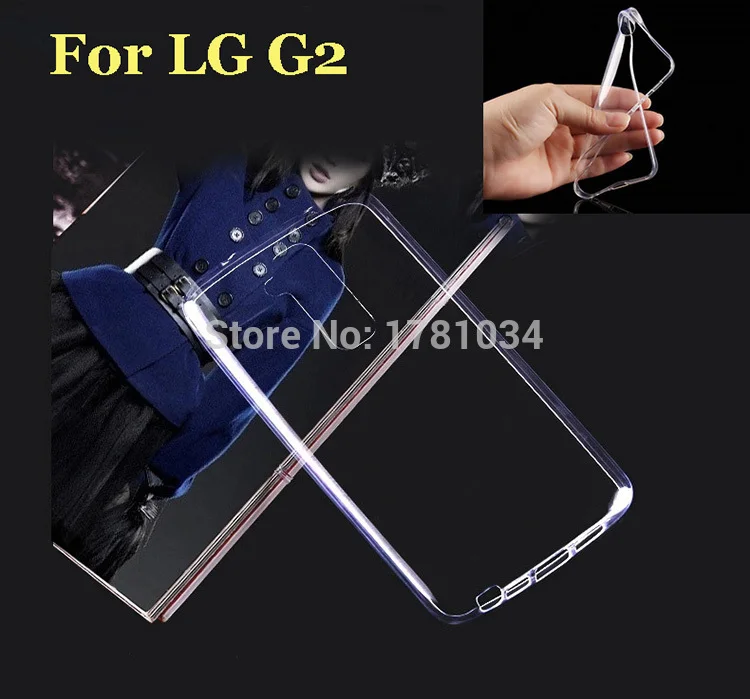Тонкий мягкий прозрачный чехол из ТПУ для LG G2 D802 защитный задняя крышка |
