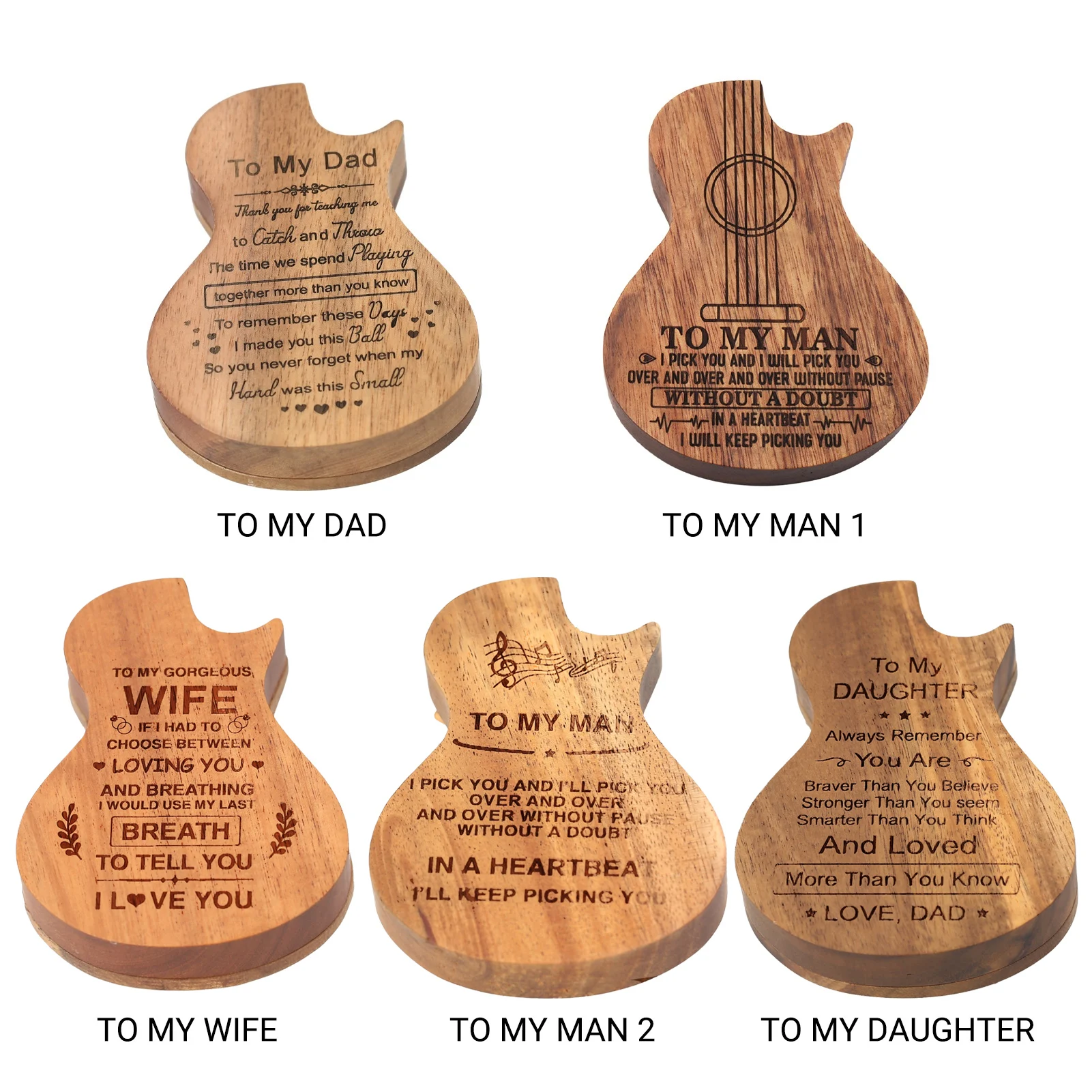 

Wooden Guitar Pick Box Holder Guitar Shape 3 Compartments Paddles Wood Container with 3pcs Olivewood Picks guitar accessories
