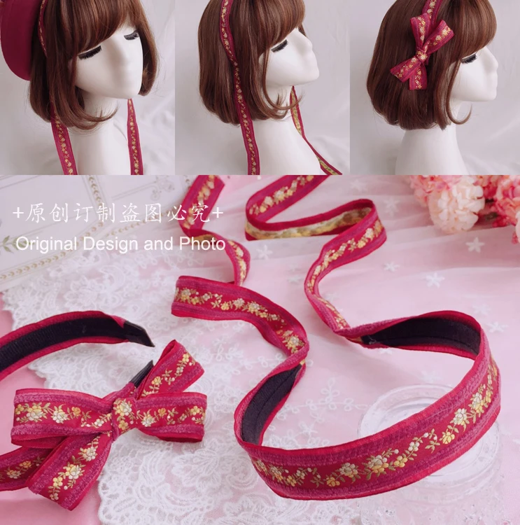

Princess sweet lolita hairband Hanging Butterfly Hairband after side long ribbon classic Hairband fashion women HZQX135