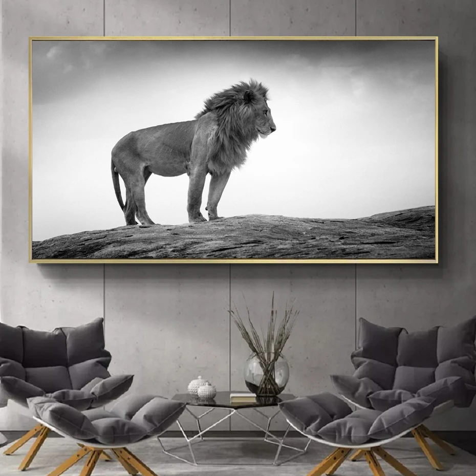 Большие черные и белые картины с рисунком льва|Рисование каллиграфия| |