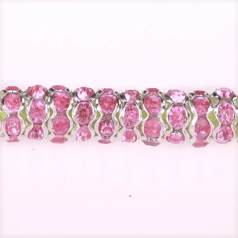 6mm-Pink 100 шт волнистые боковые металлические серебристые бусины 6 мм 8 мм Rondelle Austira хрустальные стразы для изготовления ювелирных изделий своими руками - Цвет: 6mm-Pink