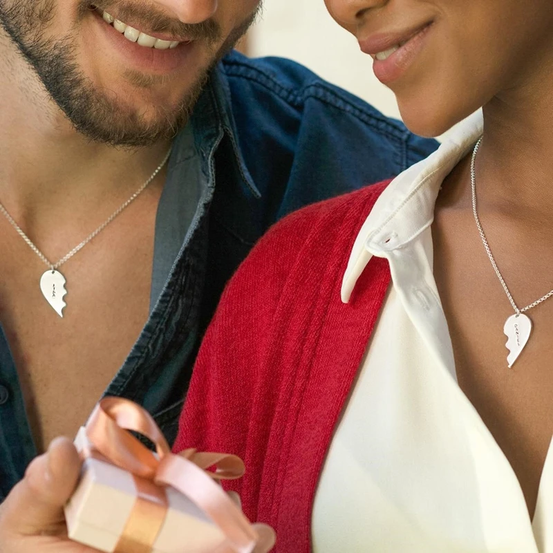 Ожерелье с двойным сердцем и именем женское колье гравировкой букв ручной работы