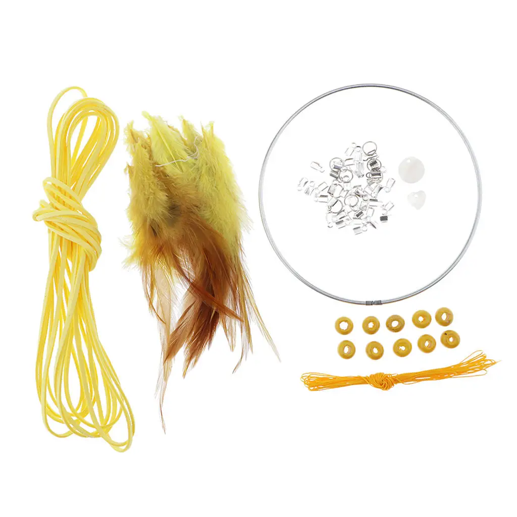 

1 Pack Of Iron Rings ,Suede Leather Cord ,Feather Beads For Dream Catcher