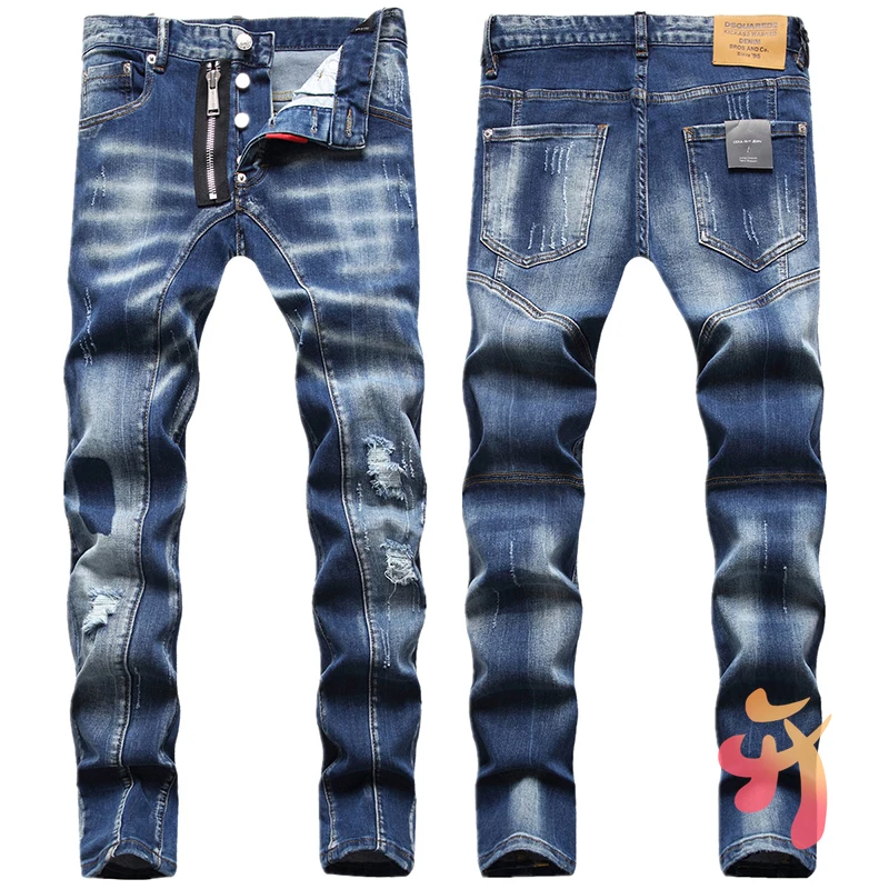 

dsq Jeans Slim Elastic Jeans High Quality Men Straight DSQ2 Denim Trousers