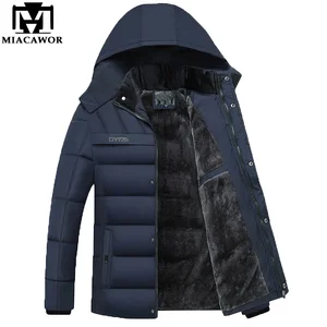 MIACAWOR новинка зимние мужские куртки с капюшоном флисовые плотные теплые пальто Мужская ветрозащитная парка верхняя одежда Рождественская мужская одежда J647