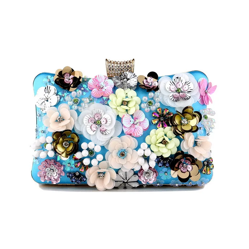 

Fashion Luxury Handmade Flower Satchels Dinner Bags Party Hand Evening Bag Temperament Beaded Embroidered Handbag for Women