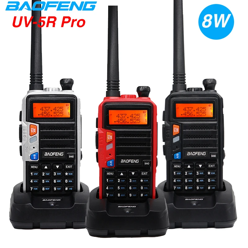 Обновление Baofeng UV-5R Pro Walkie Talkie 8 Вт Высокая мощность двухстороннее радио двухдиапазонный УКВ переносной венгтинг CB любительская радиостанция 10 км Comunicador 128CH 2800Ah портативный приемопередатчик беспроводной домофон