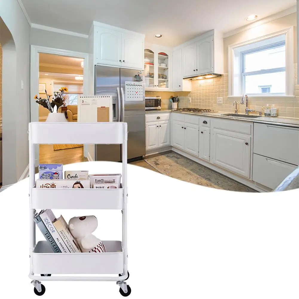 

3-Tier Slim Storage Cart Mobile Shelving Unit Organizer Slide Out Storage Rolling Utility Cart Rack for Kitchen Bathroom