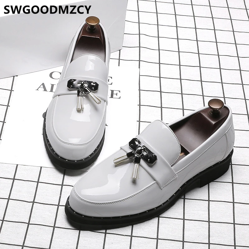 Туфли мужские из лакированной кожи Классические свадебные туфли без застежки