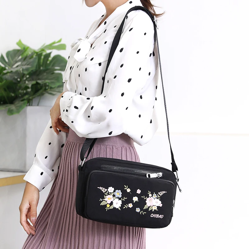 Bags for Women Nylon Crossbody Waterproof Female Messenger Bag Embroidery Shoulder Bag Small Fashion Women Messenger Bags